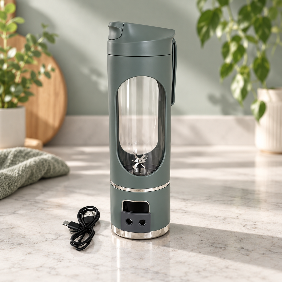 Blender Portabil Electric cu Acumulator, Reîncărcabil USB, pentru Smoothie-uri și Shake-uri